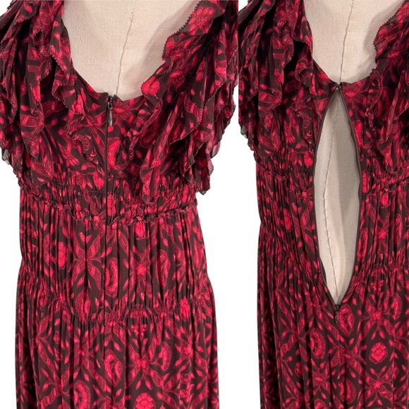 Ulla Johnson Adelina Gown Red Black Silk Maxi Dress Formal Wedding Guest Size 6 - Picture 10 of 16